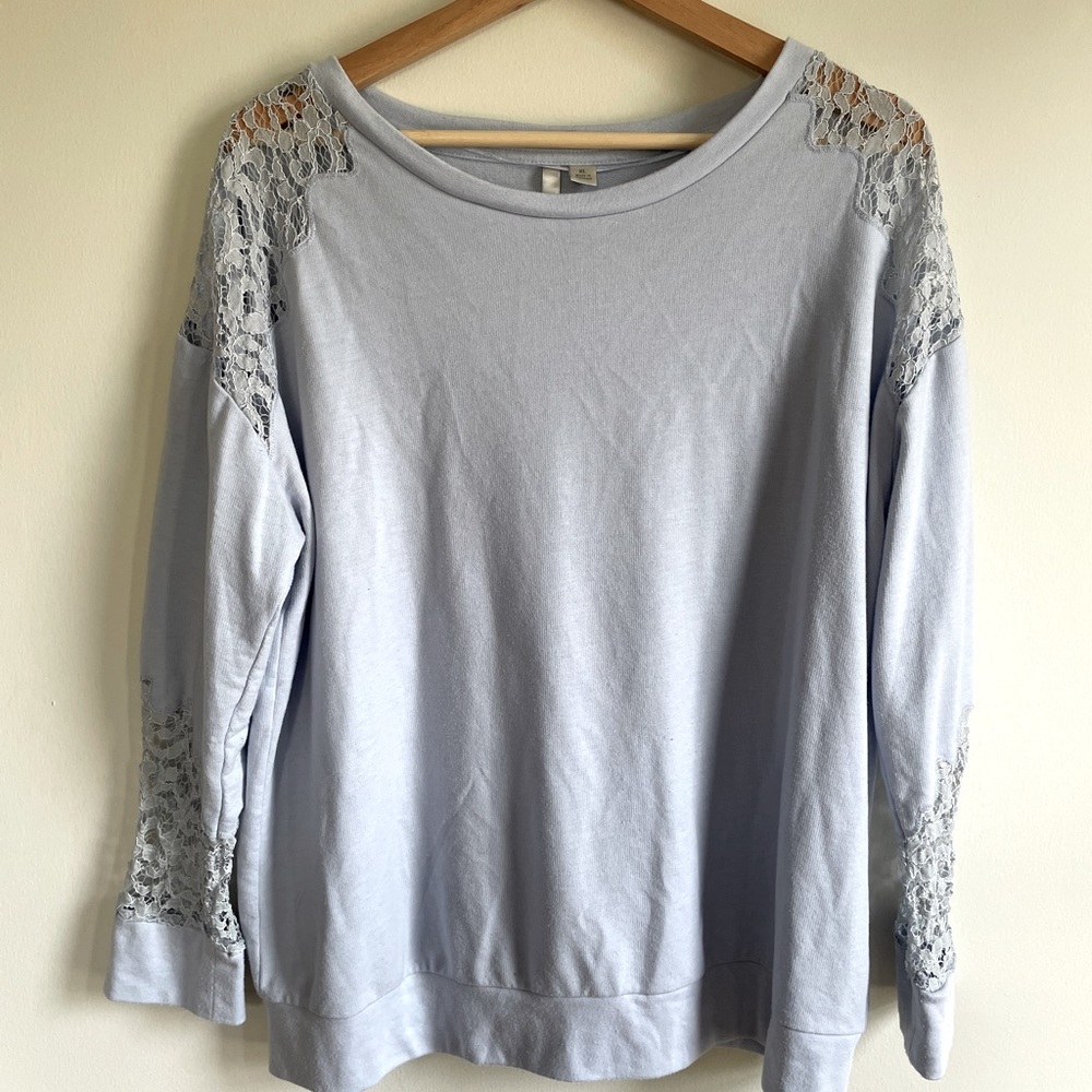 Light Blue LC Lauren Conrad XL Lace Accented Top